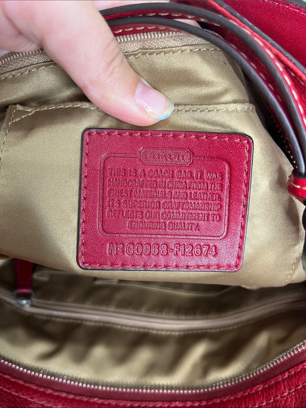 Coach Signature Canvas Hobo Bag in Red and Khaki